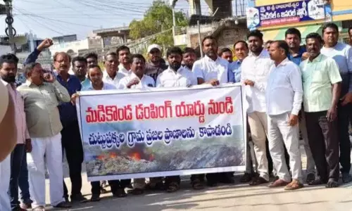 Villagers protest against Madikonda waste dump yard