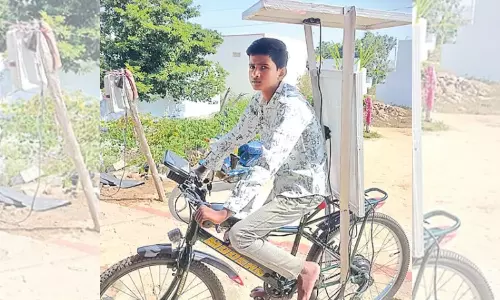 Boy from Nagarkurnool Invents 3-in-1 Hybrid Cycle, Receives Praise from CM Revanth