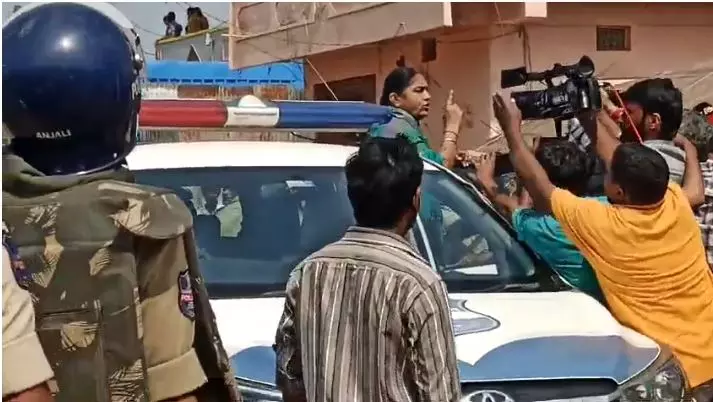 Tension grips Nallavalli in Sangareddy district as police arrests MLA Sunitha Laxma Reddy