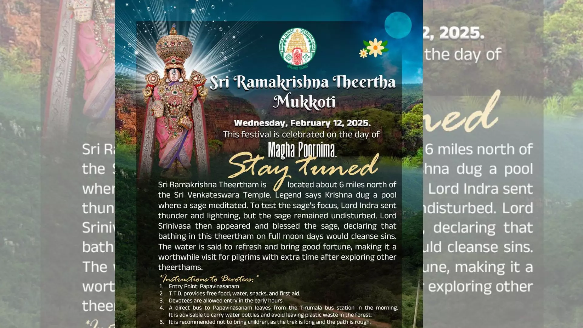 TTD prepares for celebrations of Sri Ramakrishna Theertha Mukkoti