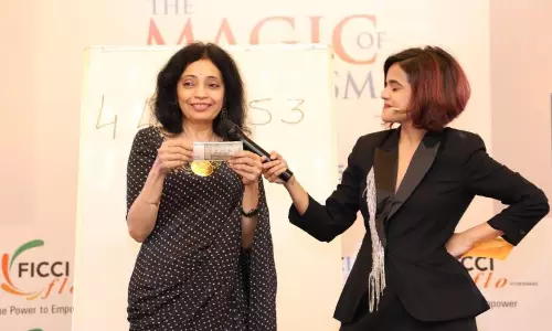 Mentalist and Illusionist Suhani Shah speaks about her unconventional journey at an FLO meeting in Hyderabad
