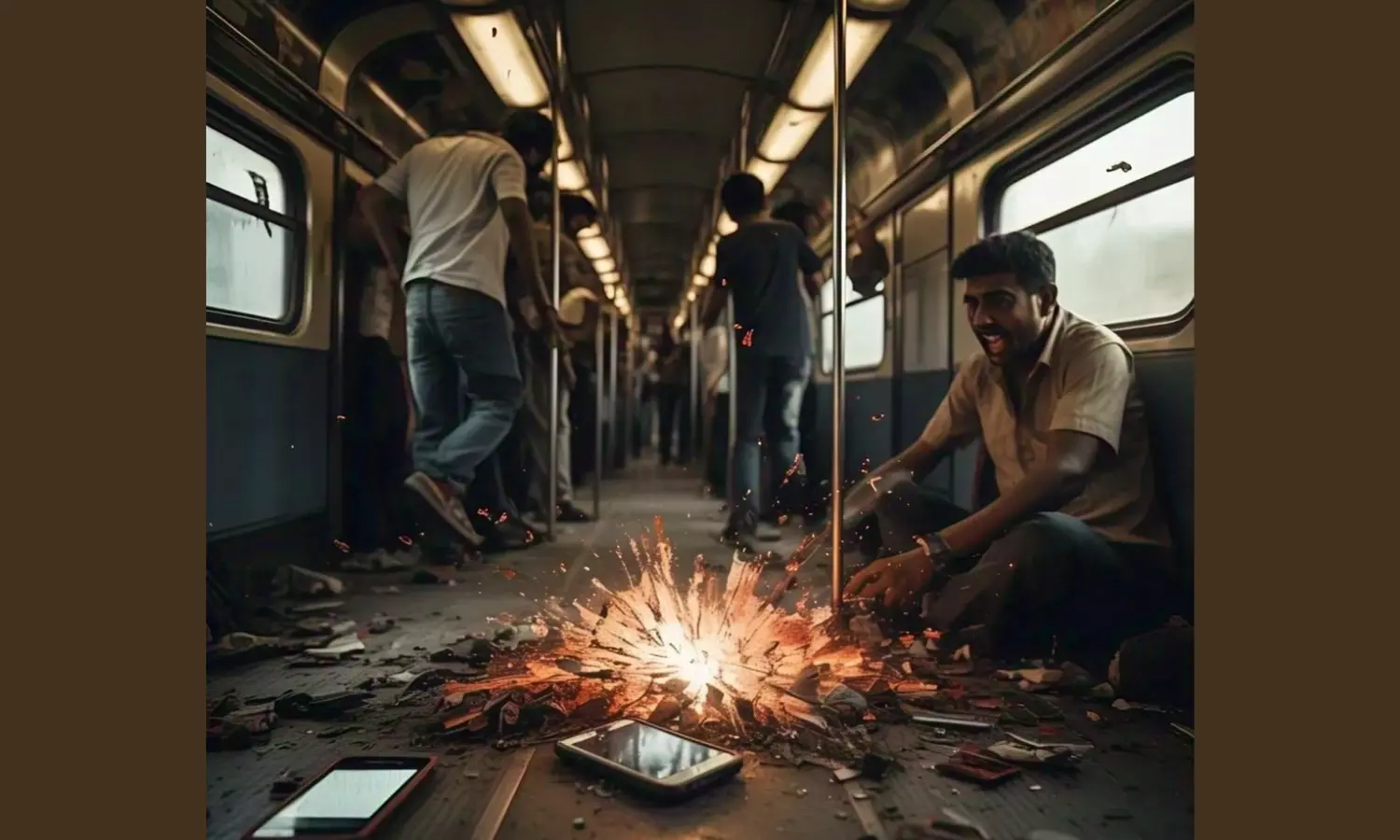 Thane: Mobile phone explodes inside local train, causes panic Thane: Mobile phone explodes inside local train, causes panic