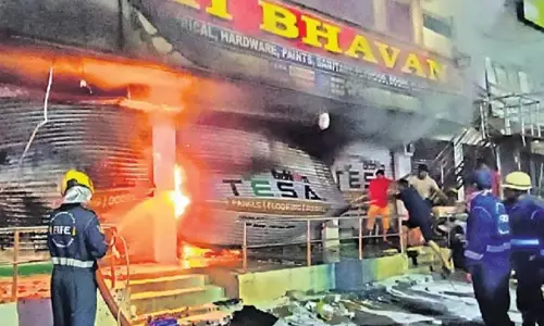 Fire mishap at electrical store in Jangaon Fire mishap at electrical store in Jangaon