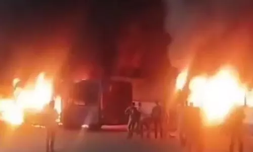 Telangana: Two TGSRTC buses gutted in fire at Kushaiguda depot
