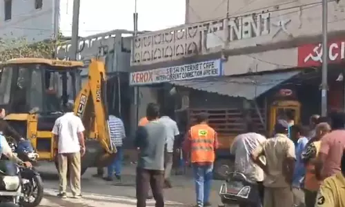 GHMC Demolishes Encroachments on Footpaths in Uppal