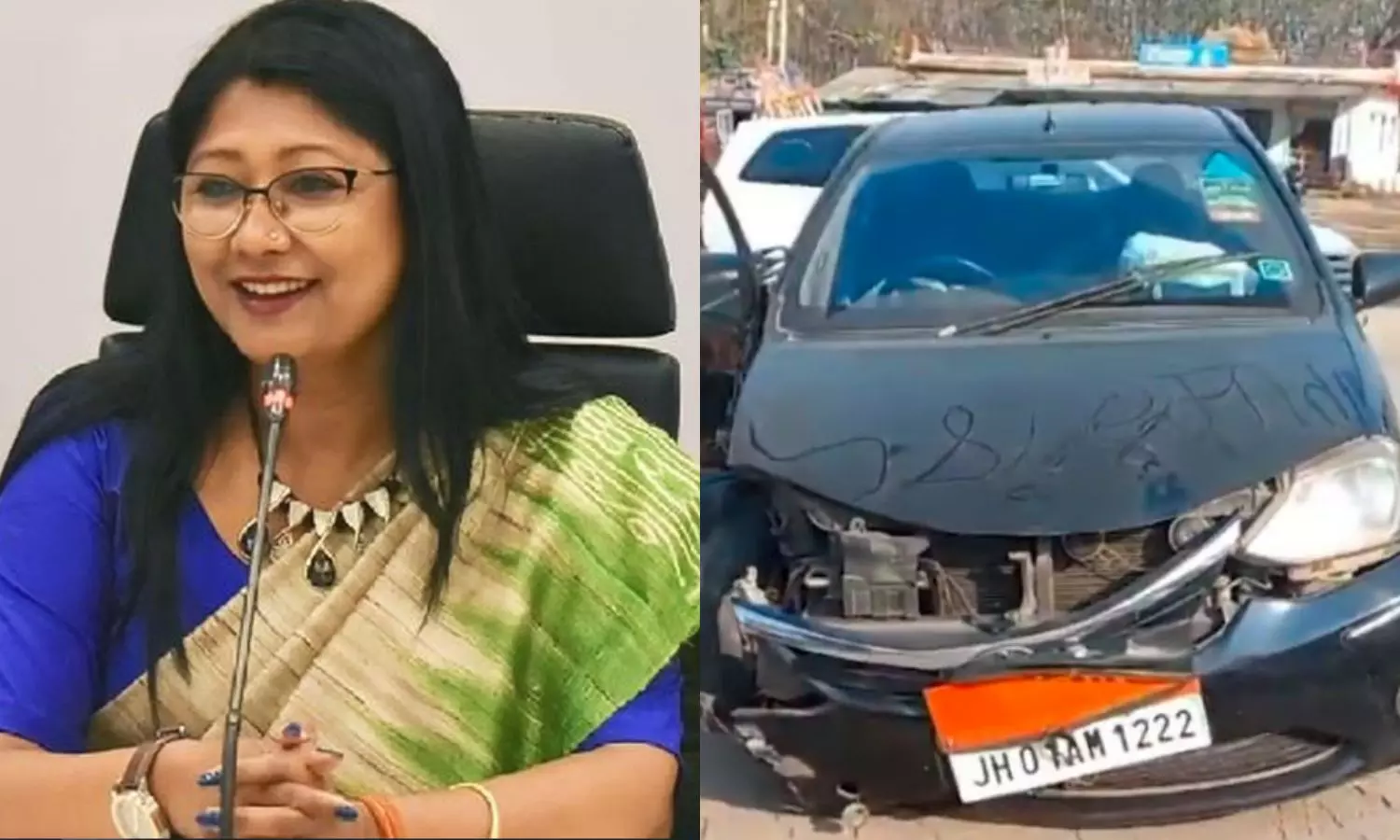 JMM MP Mahua Maji Injured in Road Accident in Jharkhand JMM MP Mahua Maji Injured in Road Accident in Jharkhand
