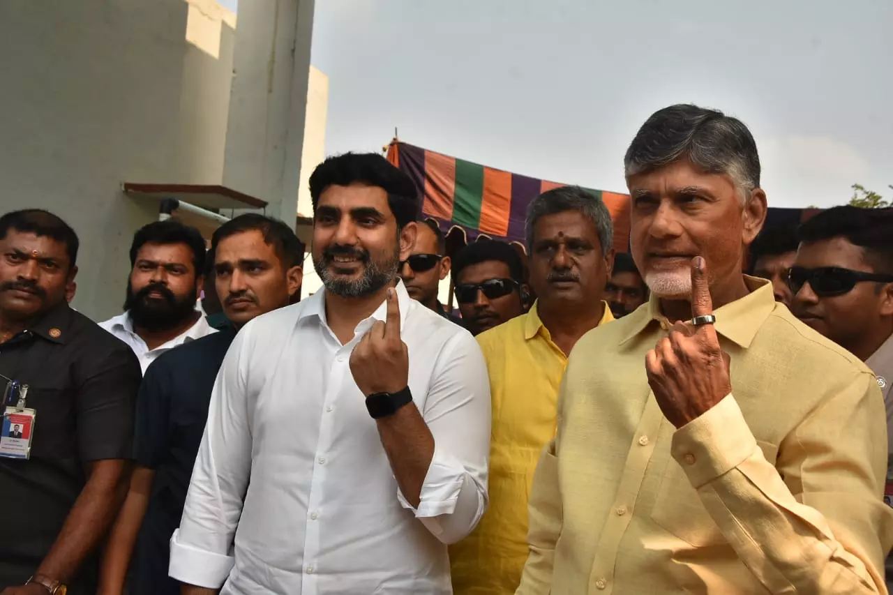 Chandrababu Naidu, Lokesh Cast Votes in Krishna-Guntur Graduate MLC Elections