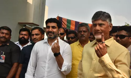 Chandrababu Naidu, Lokesh Cast Votes in Krishna-Guntur Graduate MLC Elections