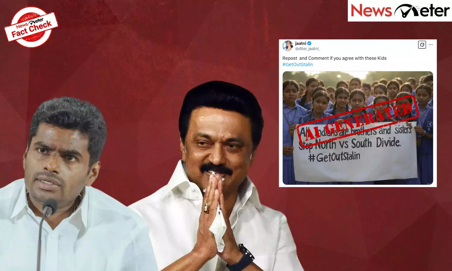 Fact Check: Students protest against TN CM with ‘Get Out Stalin’ poster? No, image is AI-generated Fact Check: Students protest against TN CM with ‘Get Out Stalin’ poster? No, image is AI-generated