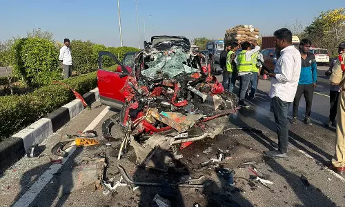 Two Killed in Outer Ring Road Car Crash, While Speeding Car Rams Shops in Bachupally