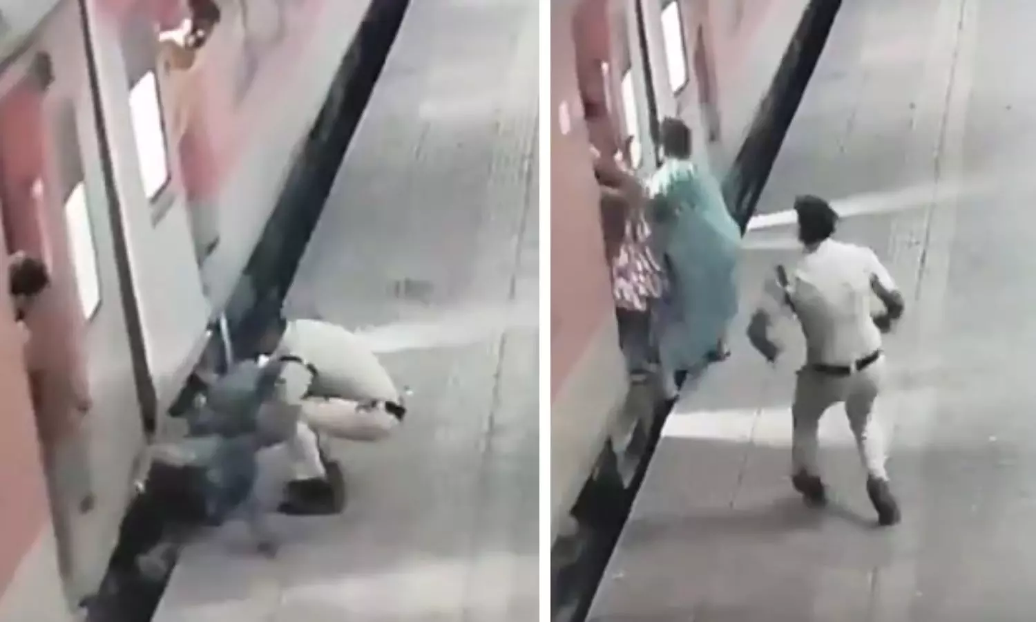 Cop Rescues Woman Dragged by Moving Train at Borivali Station Cop Rescues Woman Dragged by Moving Train at Borivali Station