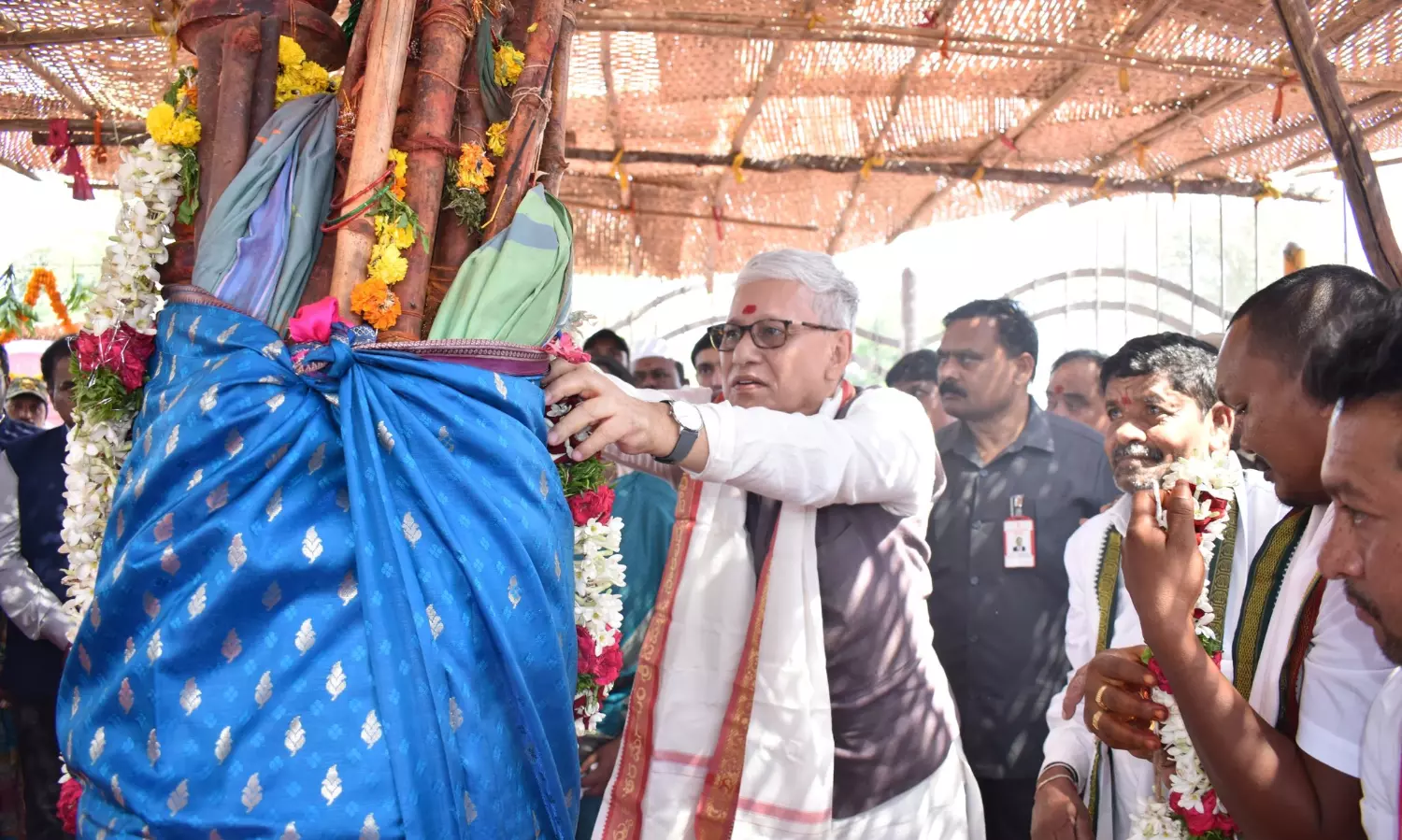 Governor Jishnu Dev Varma visits adopted village in Mulugu district
