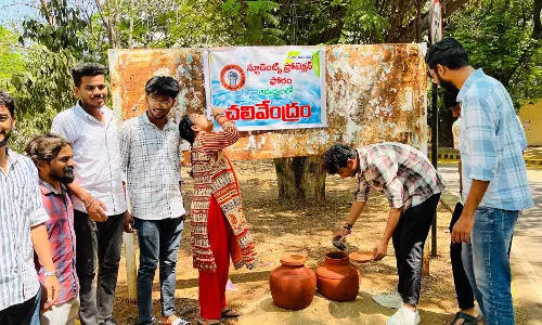 JNTUH students set up free water stalls