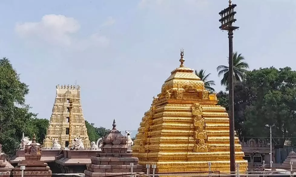 Goddess adorned in Rajarajeshwari Alankaram at Srisailam