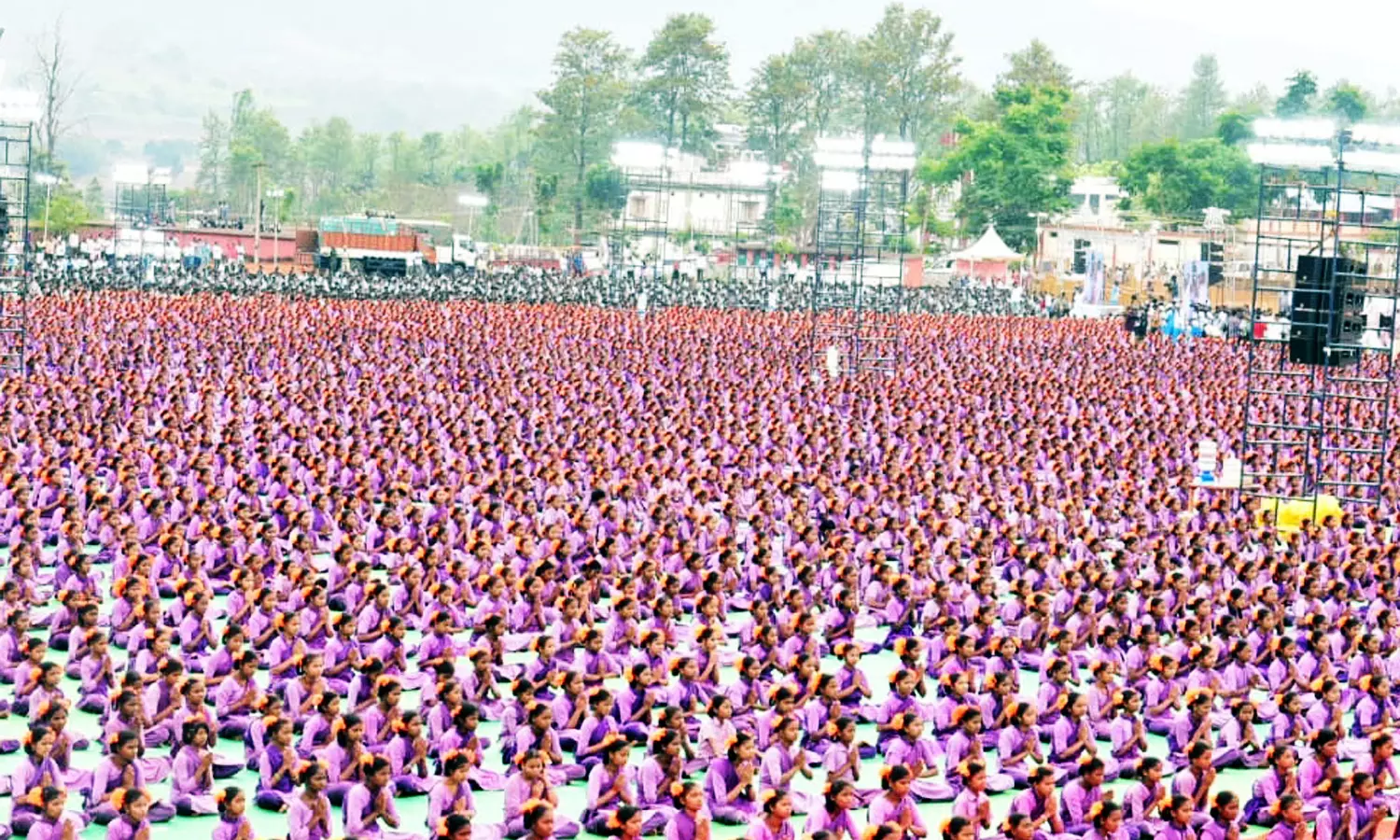 Tribal students set world record with 108 Surya Namaskars