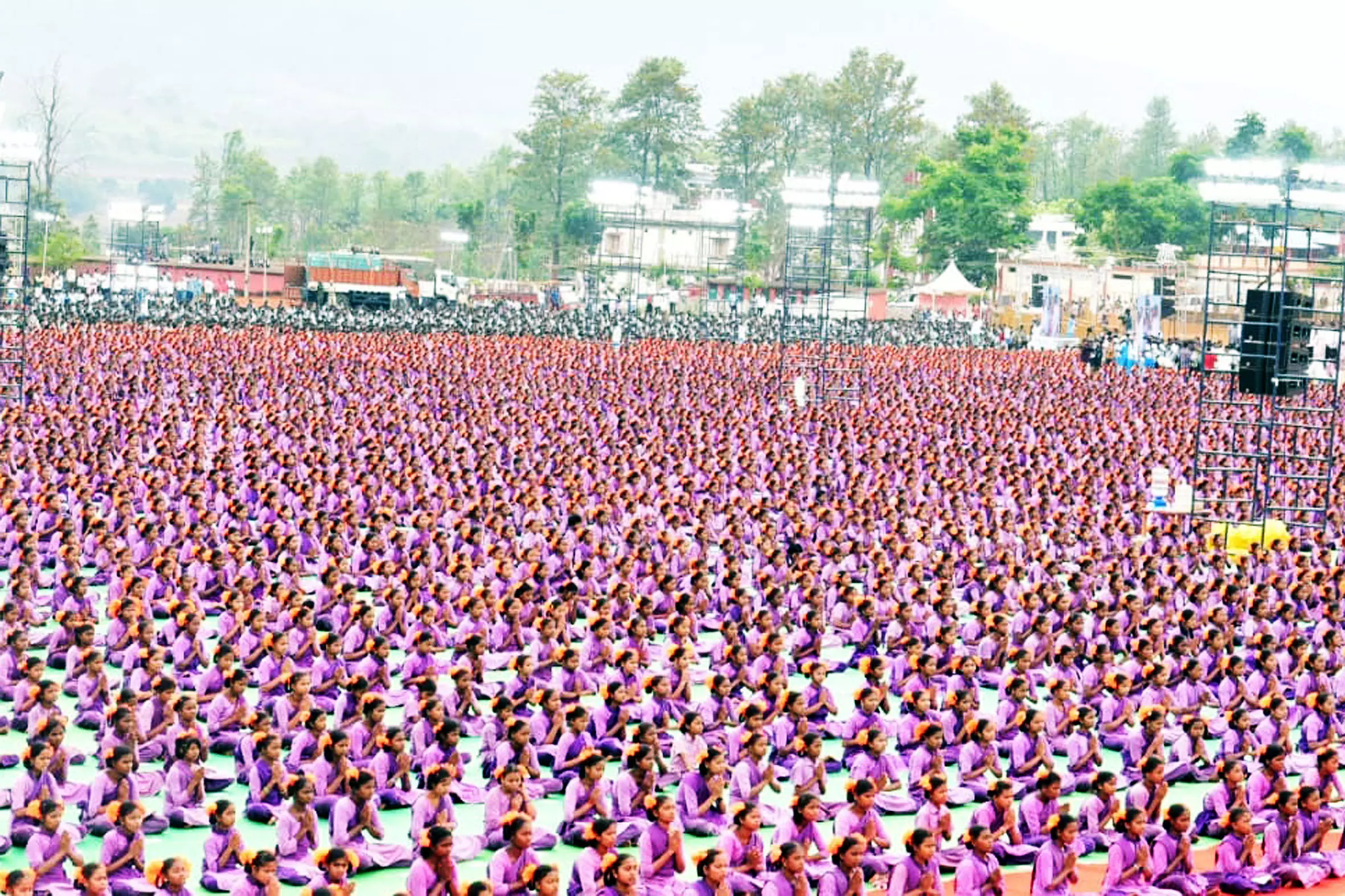 Tribal students set world record with 108 Surya Namaskars