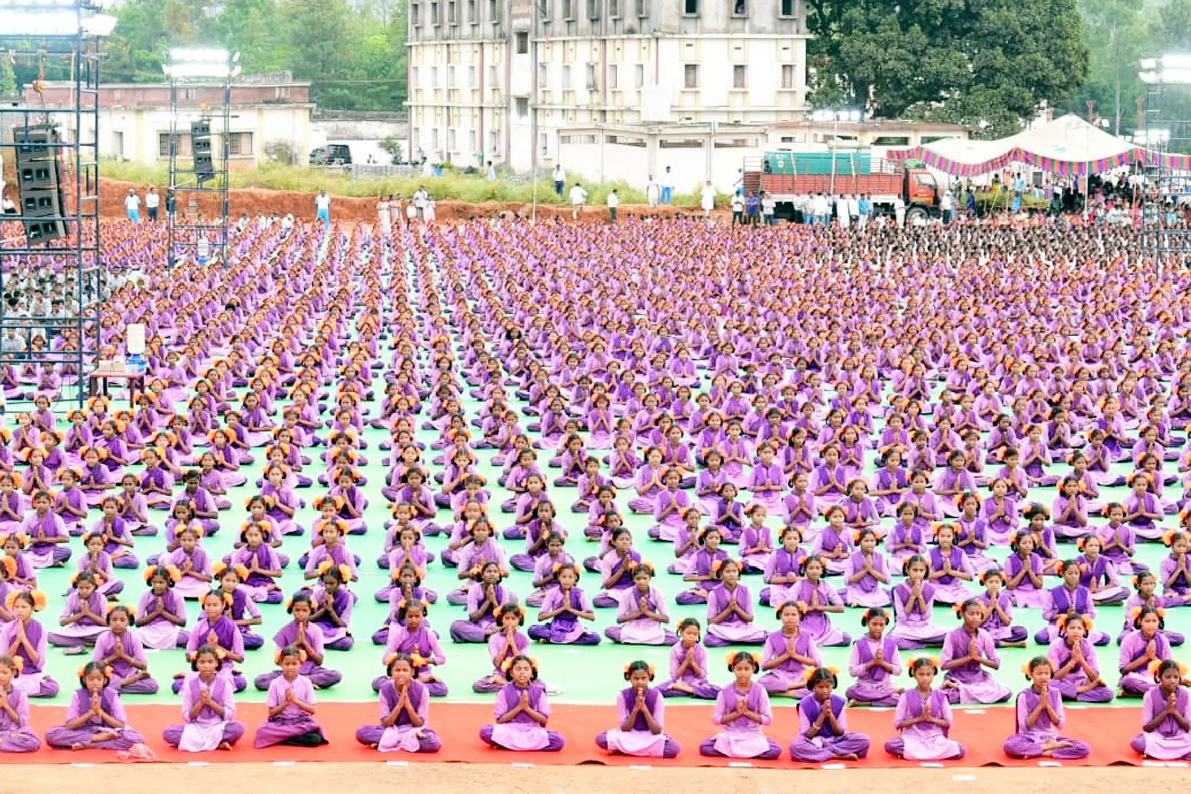 Tribal students set world record with 108 Surya Namaskars