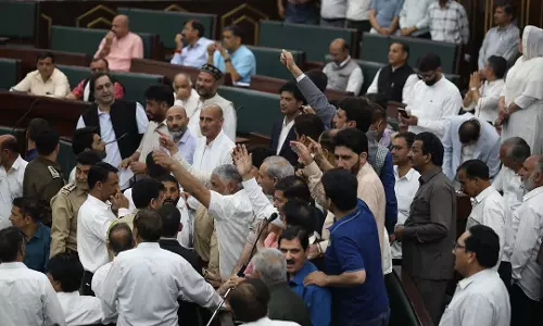 Waqf Act Fallout: Ruckus Continue in J&K House; PDP Member Marshalled Out Waqf Act Fallout: Ruckus Continue in J&K House; PDP Member Marshalled Out