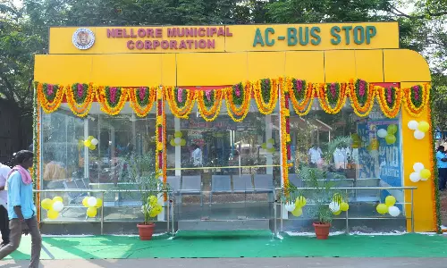 AC bus Shelters Offer Relief From Scorching Heat In Nellore Rural Areas