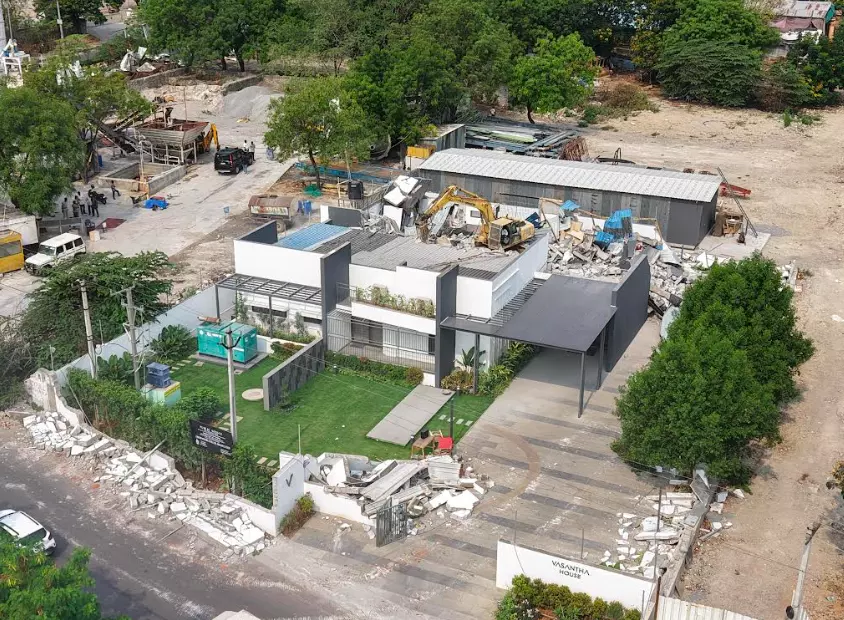 HYDRAA Removed Structures Raised By AP TDP MLA At Hafeezpet HYDRAA Removed Structures Raised By AP TDP MLA At Hafeezpet
