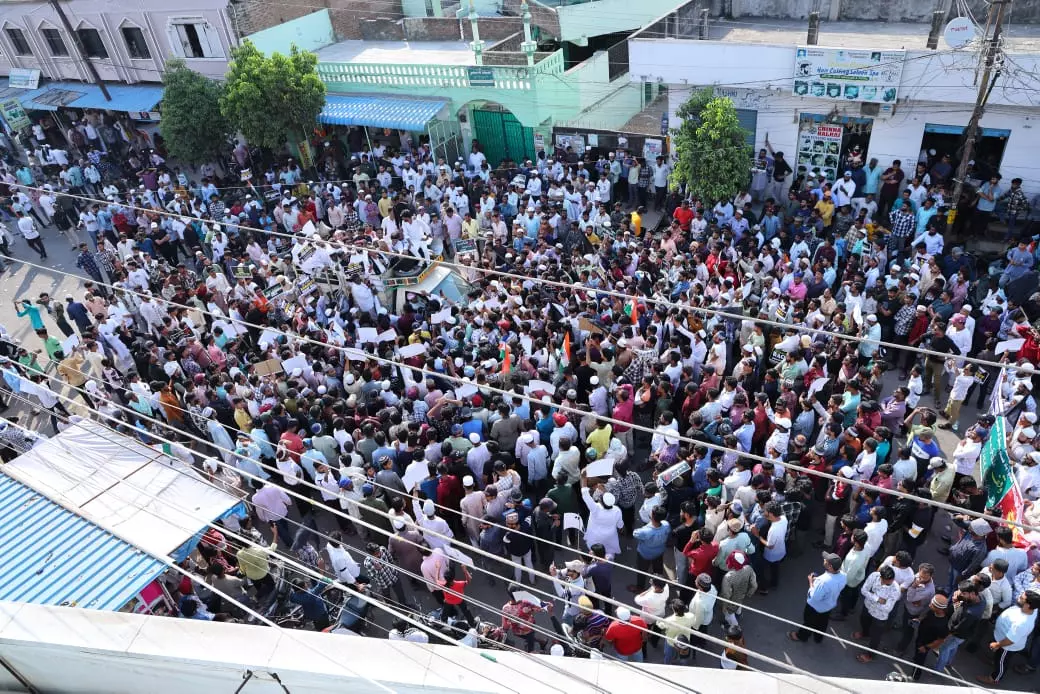 Massive Protest Against Waqf Act in Nizamabad
