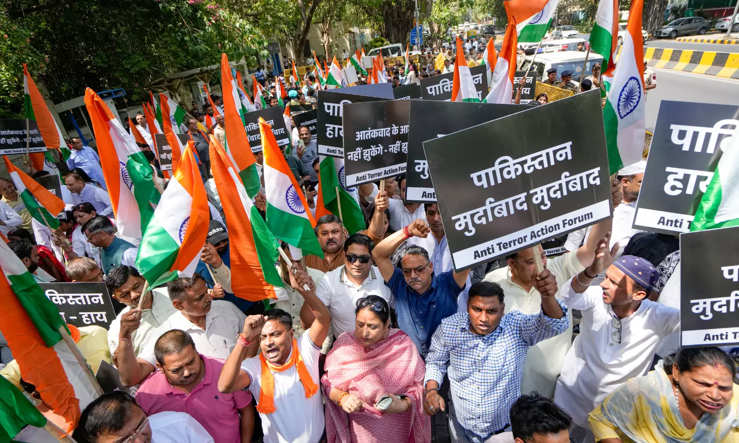 Protest Held Near Pakistan High Commission In Delhi Protest Held Near Pakistan High Commission In Delhi
