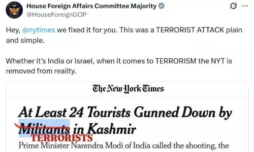 US House Panel Slams NYT Headline on Pahalgam Terror Attack US House Panel Slams NYT Headline on Pahalgam Terror Attack