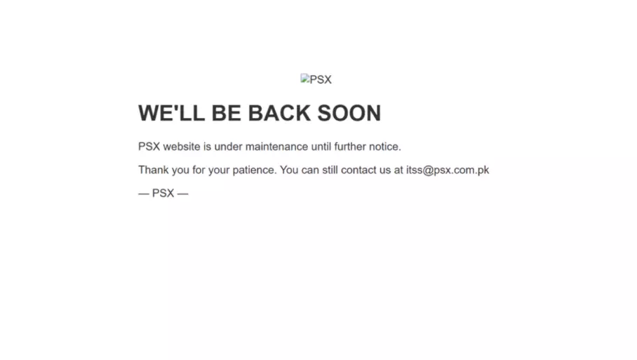 Pakistan Stock Exchange website taken offline temporarily