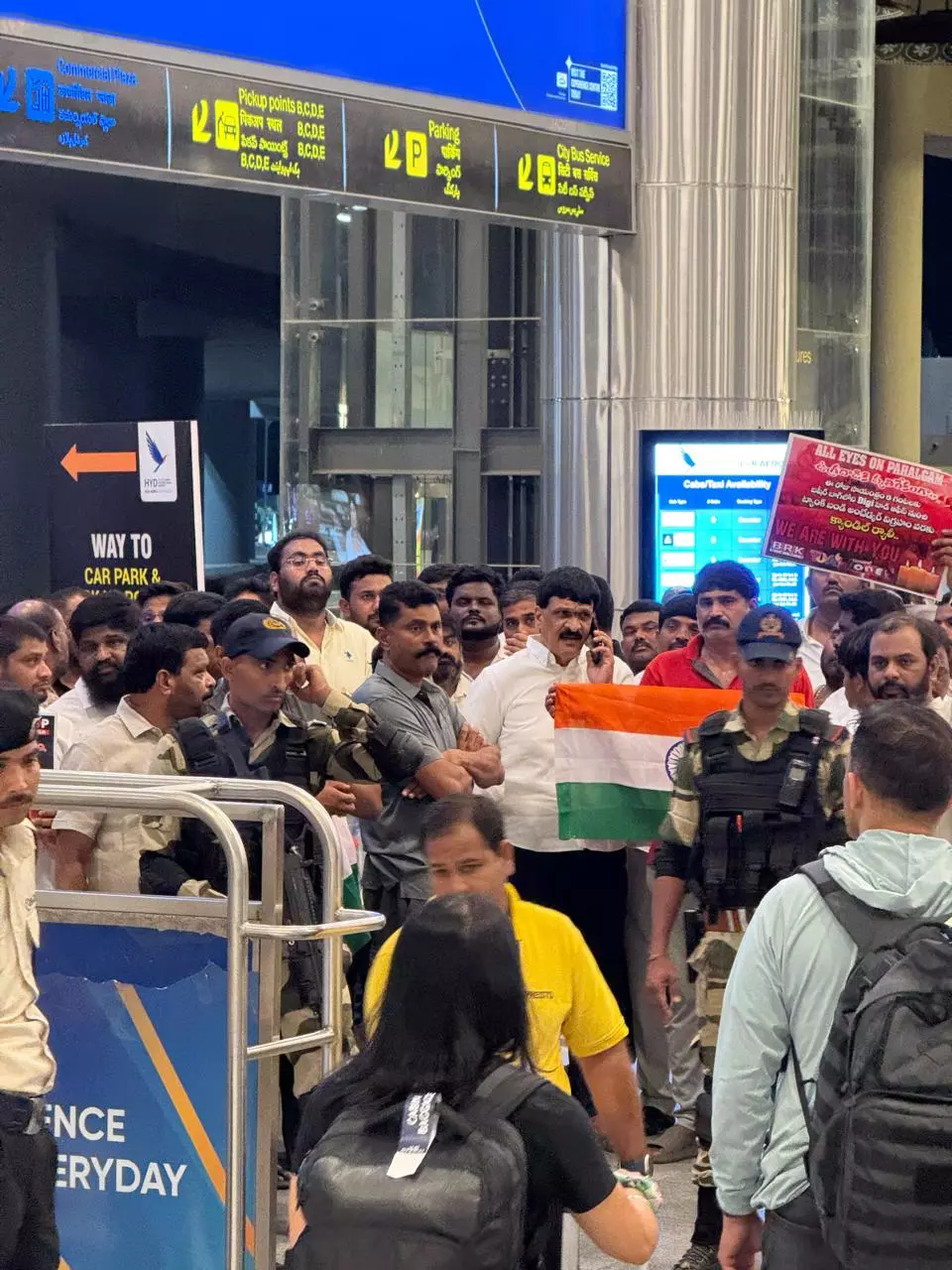 116 Telangana Tourists Stranded In Kashmir Land Safely at RGIA
