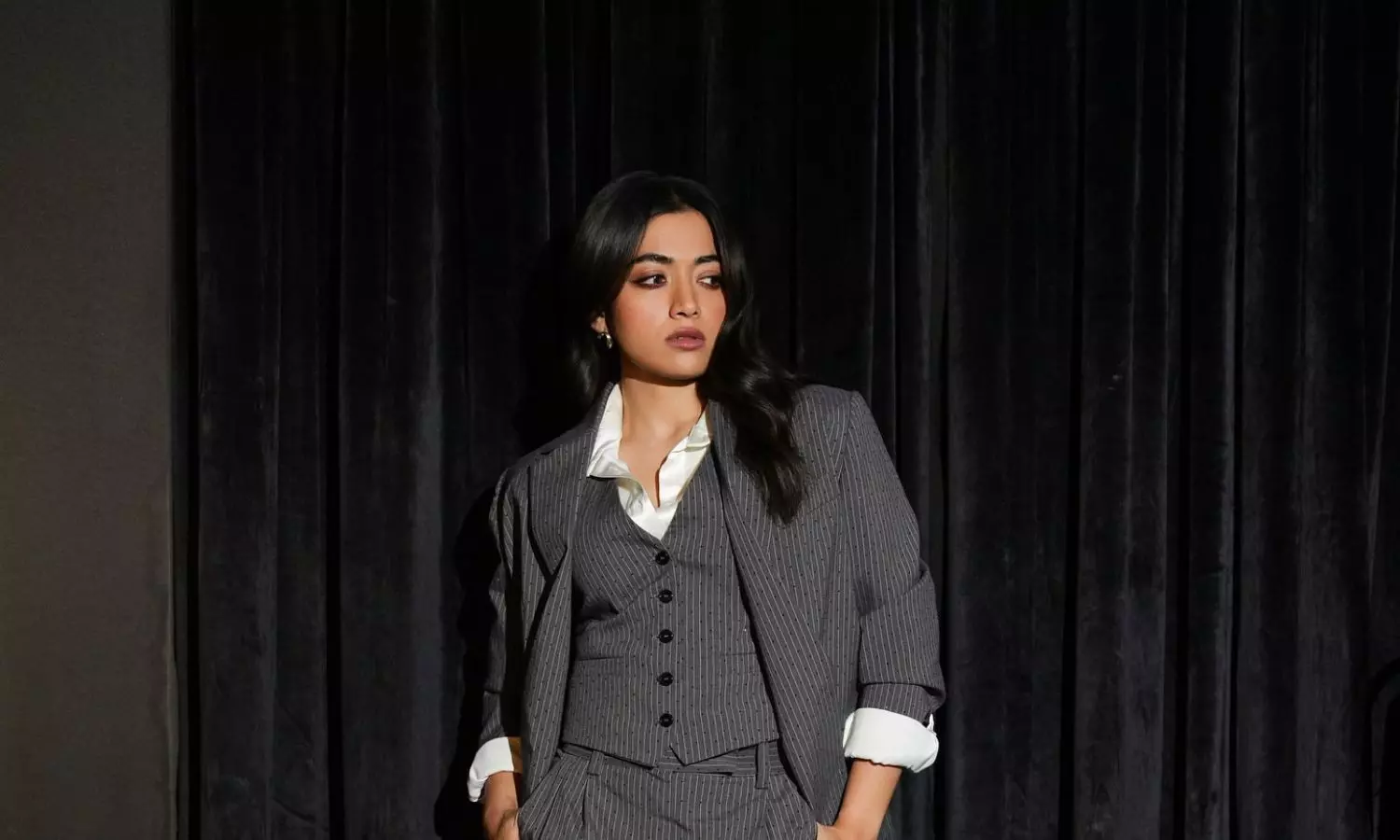 Rashmika Bosses Up In Chic Grey Suit