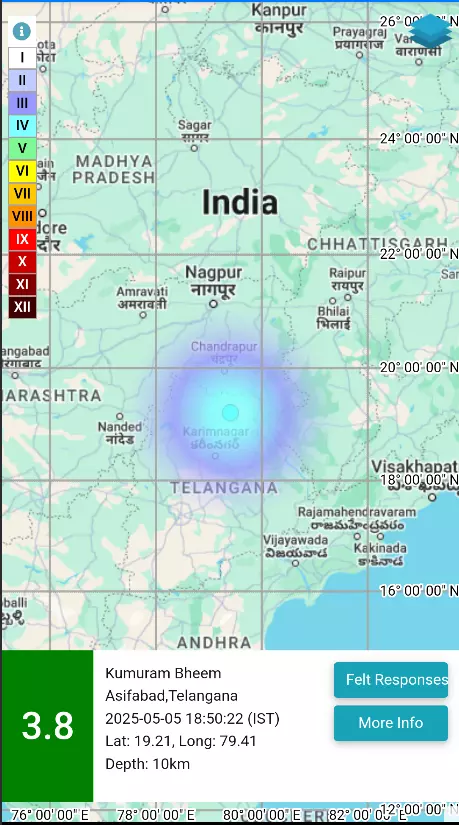 3.8 Magnitude Earthquake Hits Telangana’s Asifabad