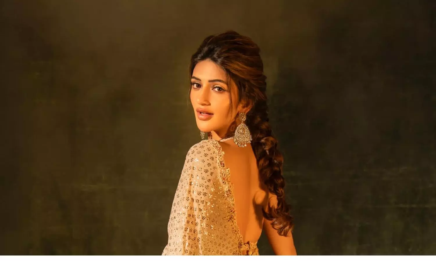 Sreeleelas Shiny Ivory Saree