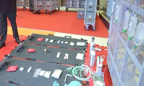 Team Aarogya Maitri enroute to Jammu for deployment of BHISHM modular hospitals in emergency situation