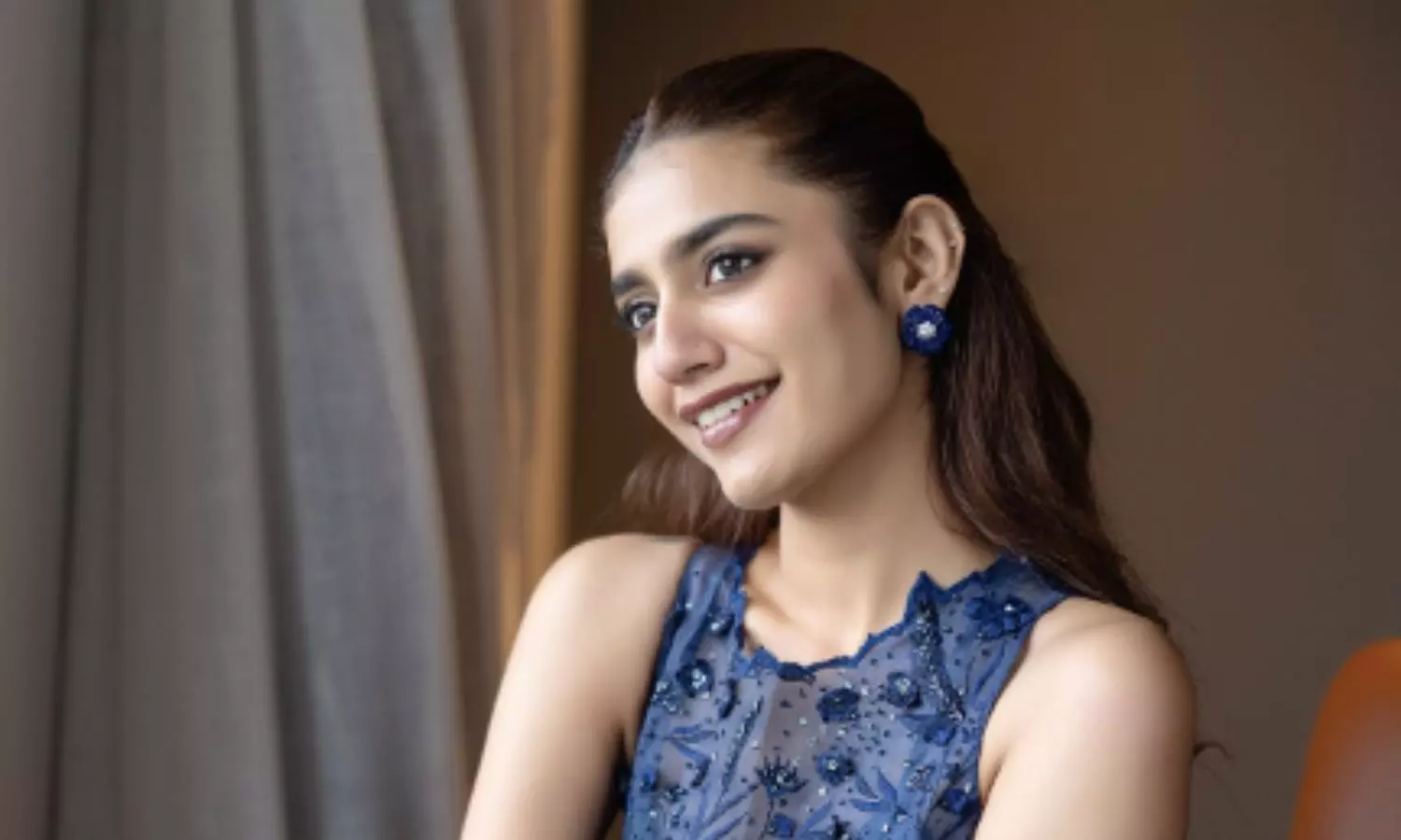 Priya Prakash Varrier Dazzles In Embroidered Navy Blue Priya Prakash Varrier Dazzles In Embroidered Navy Blue