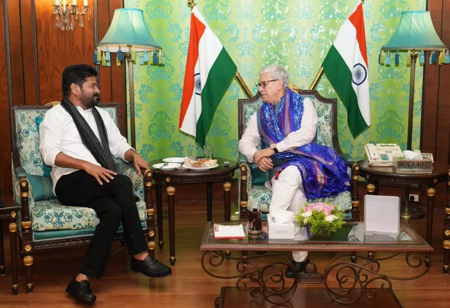 Telangana CM Revanth Meets Guv Varma Telangana CM Revanth Meets Guv Varma