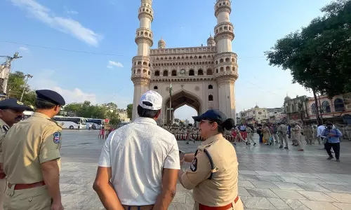Hyderabad Police Conduct Miss World Event Dry Run at Charminar Hyderabad Police Conduct Miss World Event Dry Run at Charminar