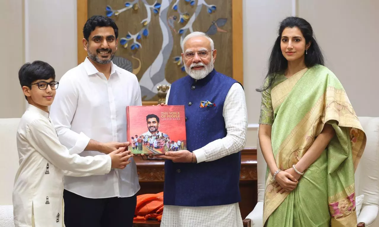 Lokesh and Family Meet PM Modi in Delhi Lokesh and Family Meet PM Modi in Delhi