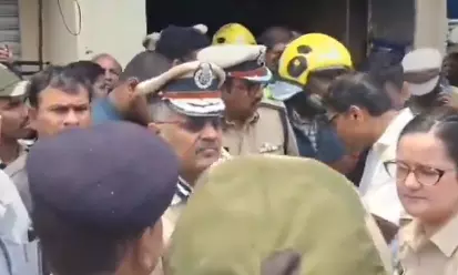 Telangana DGP Visits Fire Accident Spot Near Charminar Telangana DGP Visits Fire Accident Spot Near Charminar