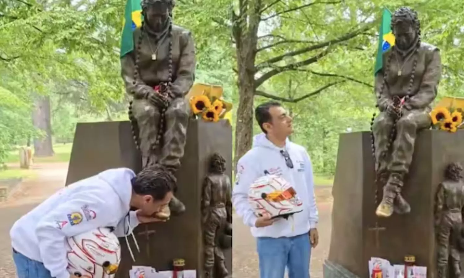 Watch Video: Ajith Kumar Kisses Statue Feet Of Ayrton Senna Da Silva