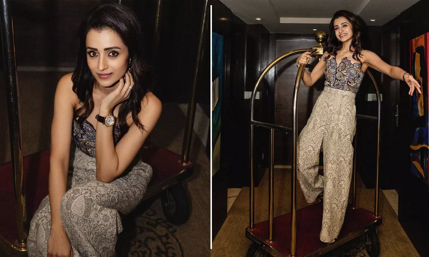 Trisha Krishnan Poses On A Luggage Cart