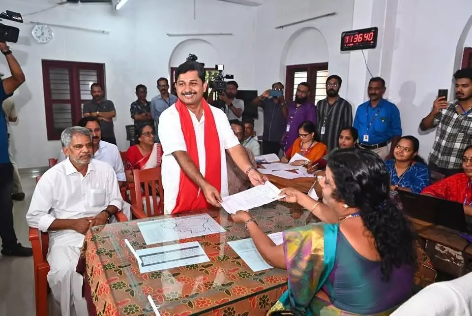 Kerala Bypoll: LDF’s Swaraj, P V Anvar, BJP candidate Mohan George File Nomination Papers Kerala Bypoll: LDF’s Swaraj, P V Anvar, BJP candidate Mohan George File Nomination Papers