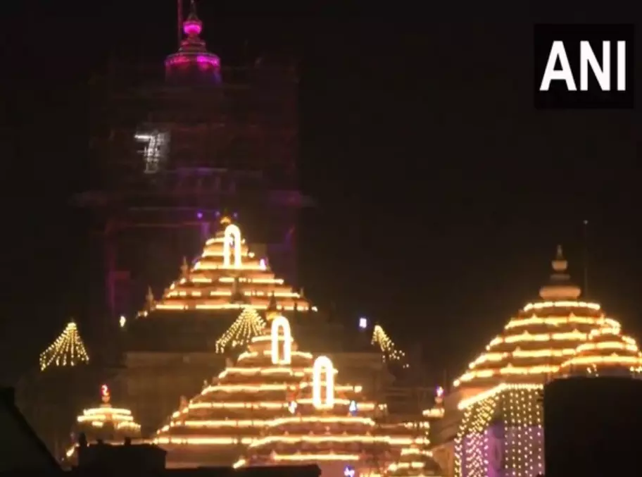 Ram Janmbhoomi Temple lit up ahead of Ram Darbar Pran Pratishtha