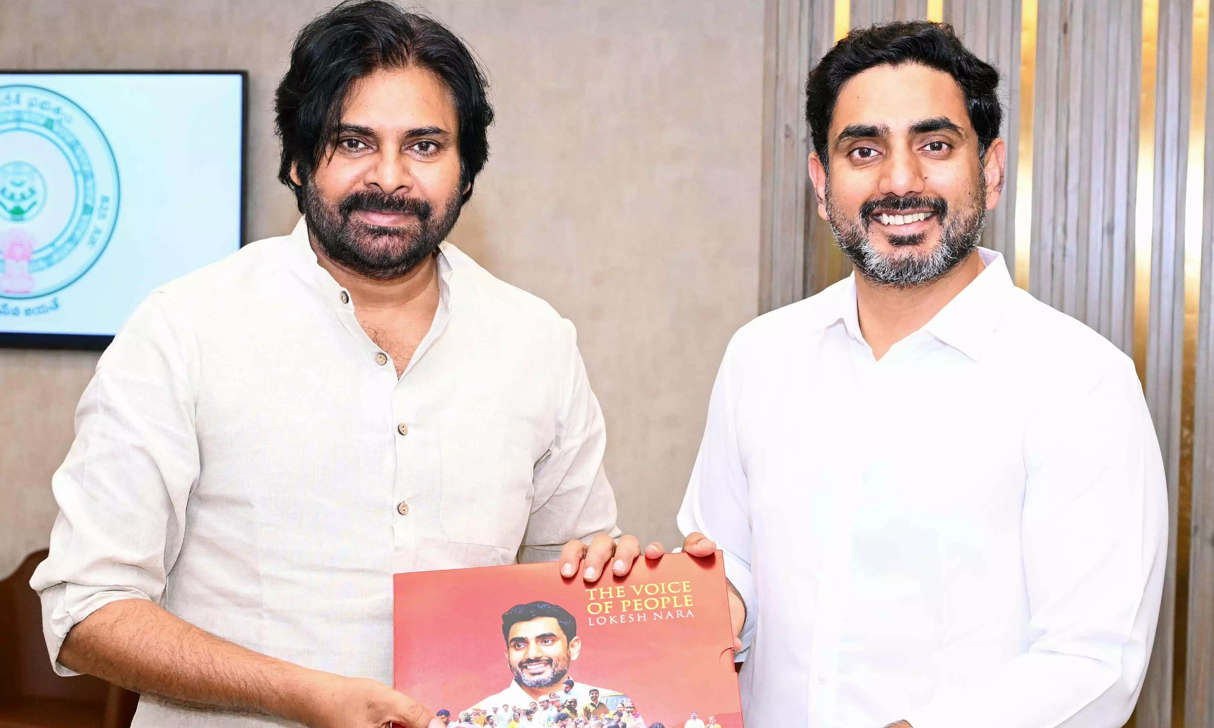 Lokesh Presents The Voice of People Coffee Table Book to Pawan