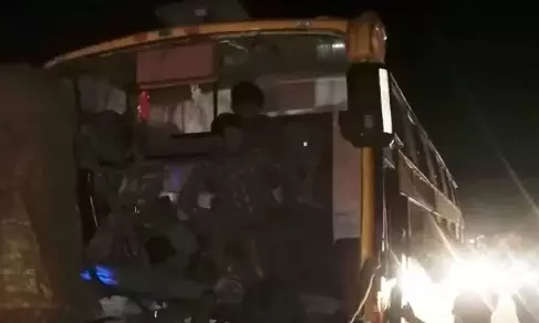 2 Dead, 20 Injured as Private Bus Crashes into Stationary Lorry in Choutuppal