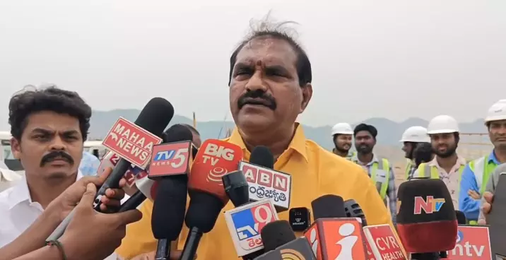 Nimmala Says Construction of D-Wall of Polavaram Project Goes at Brisk Pace
