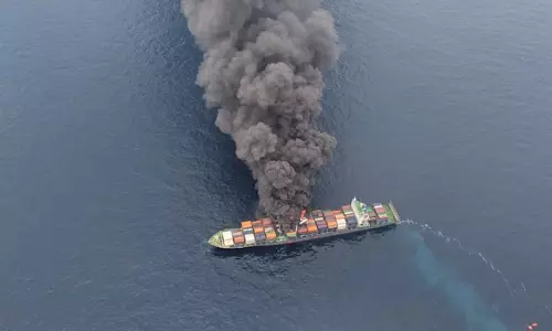 18 Crew Members Rescued From Fire-Hit Singapore Container Ship, Brought To Mangaluru