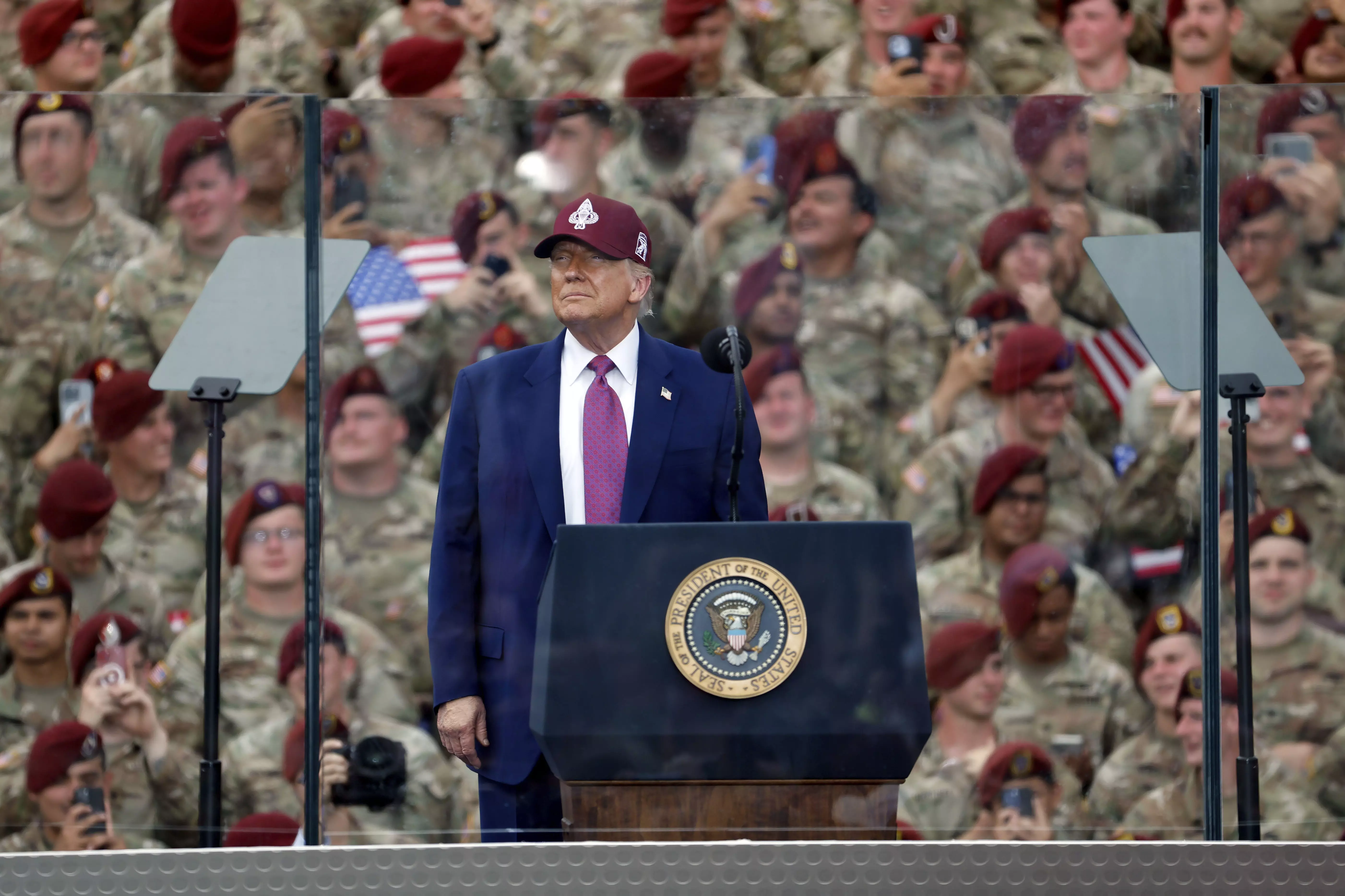 Trump Pledges to ‘Liberate’ LA as He Visits Troops at Fort Bragg