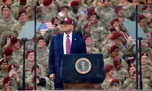 Trump Pledges to ‘Liberate’ LA as He Visits Troops at Fort Bragg