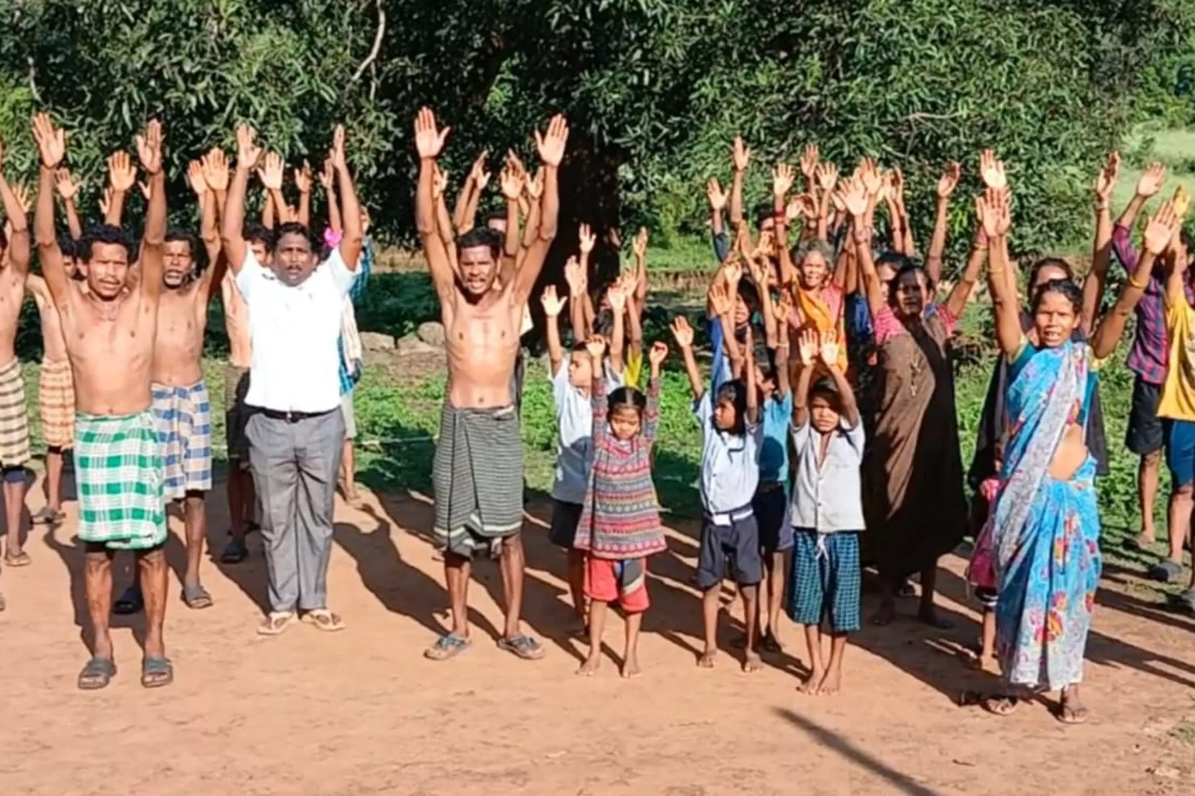 Tribals Use Yoga Protest To Highlight Road Needs