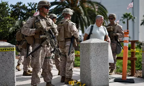 Ahead of Mass Anti-Trump Protests, Marines  are Stationed in LA